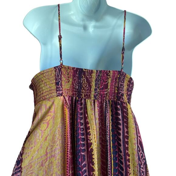 Xhilaration Women Boho Maxi Sundress Dress L Vibrant Smock Back Festival Beachy - Picture 12 of 14